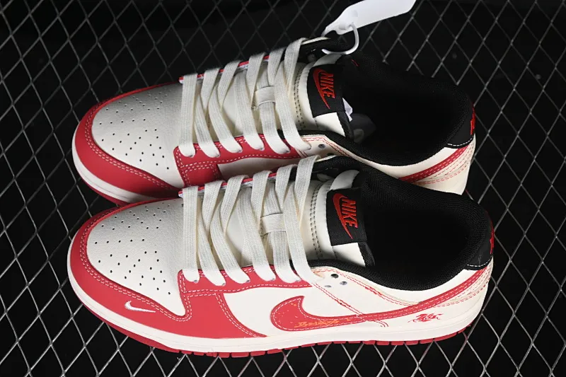 All categories Nk SB Dunk Series Nk SB Dunk Low High-end customized low-top sneakers Nike SB Dunk Low Year of the Horse limited edition off-white red black High-end customized low-top casual skate shoes JJ2508-604